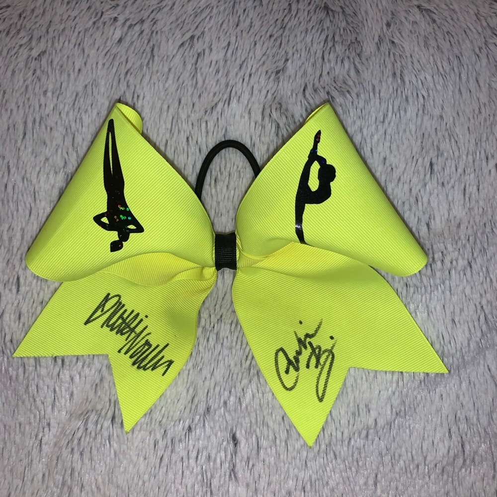 Yellow bow cheer bow